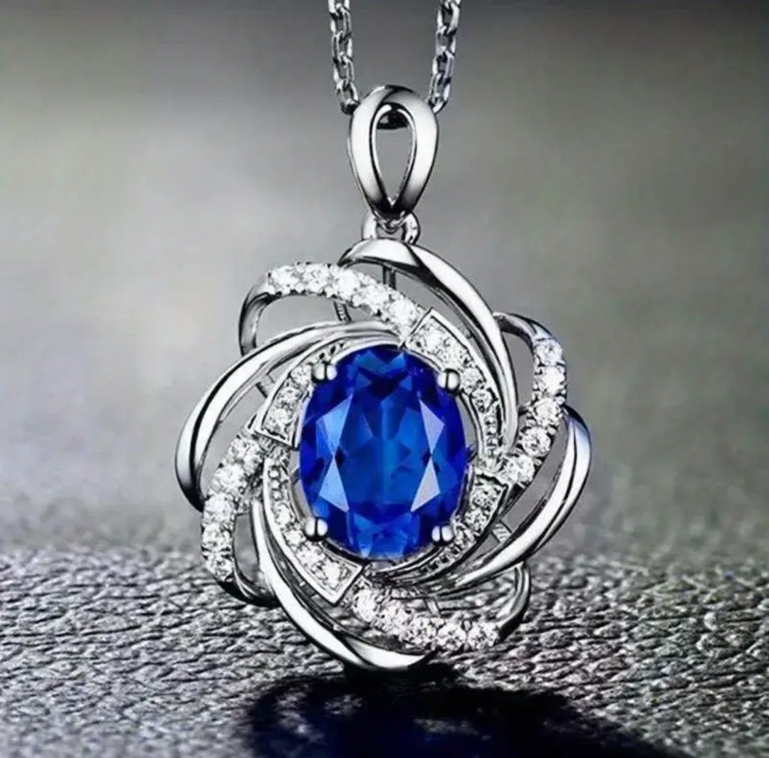 Silver Plated Swirl Twist Rhinestone Set Pendant On Dainty Chain Necklace