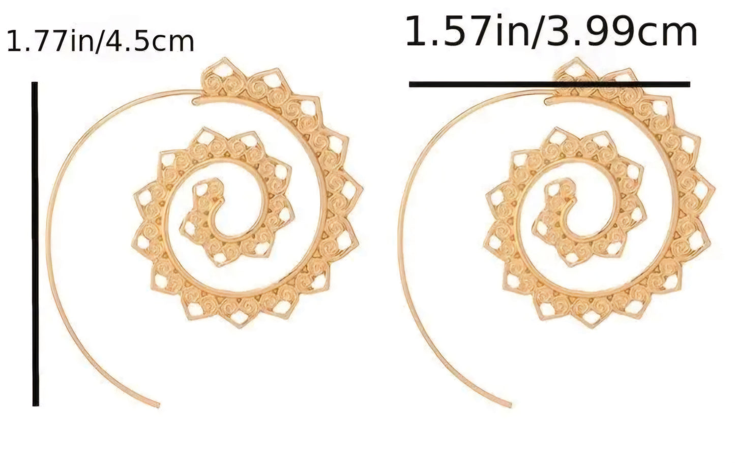 Curled Unique Lightweight Gold Plated Swirl Fancy Hearts Boho Design Earrings