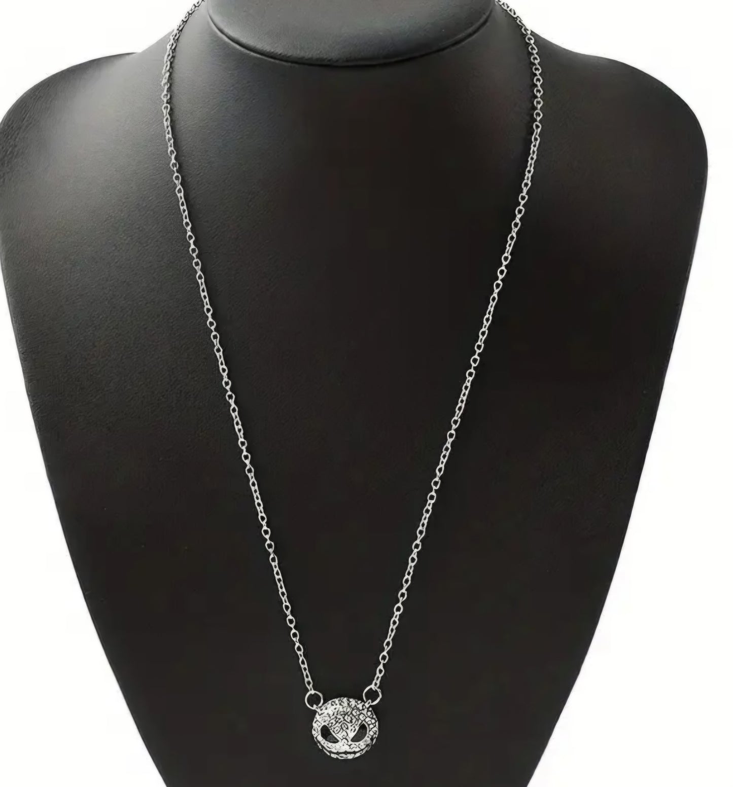 Halloween Nightmare Before Christmas Jack Skellington Inspired Skull Face Punk Silver Plated Rhinestone Necklace
