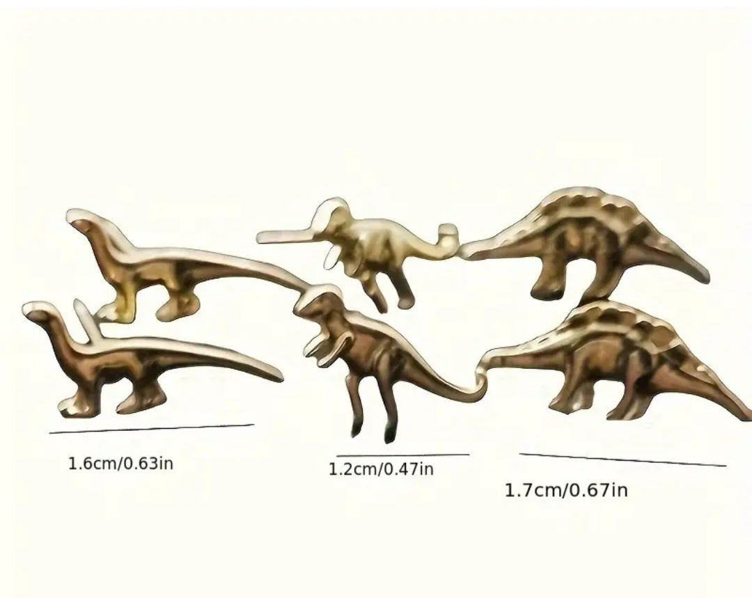 Dinosaur Gold Plated Tiny Stud Earrings 3 Pair Set