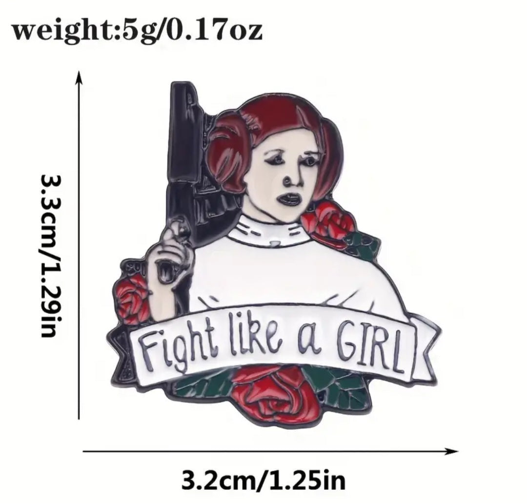 Star Wars Princess Leia Fight Like A Girl Inspired Enamel Steel Pin Brooch Badge