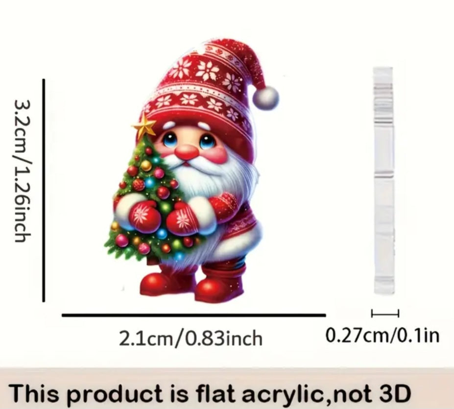 Acrylic Christmas Cartoon Festive Santa Holding Tree Design Small Drop Dangle Earrings