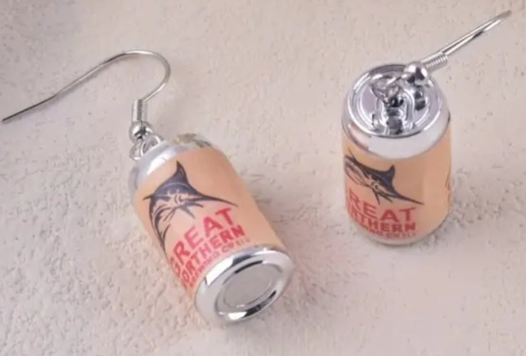 Acrylic Aussie Great Northern Beer Can Inspired Australia Drop Dangle Earrings
