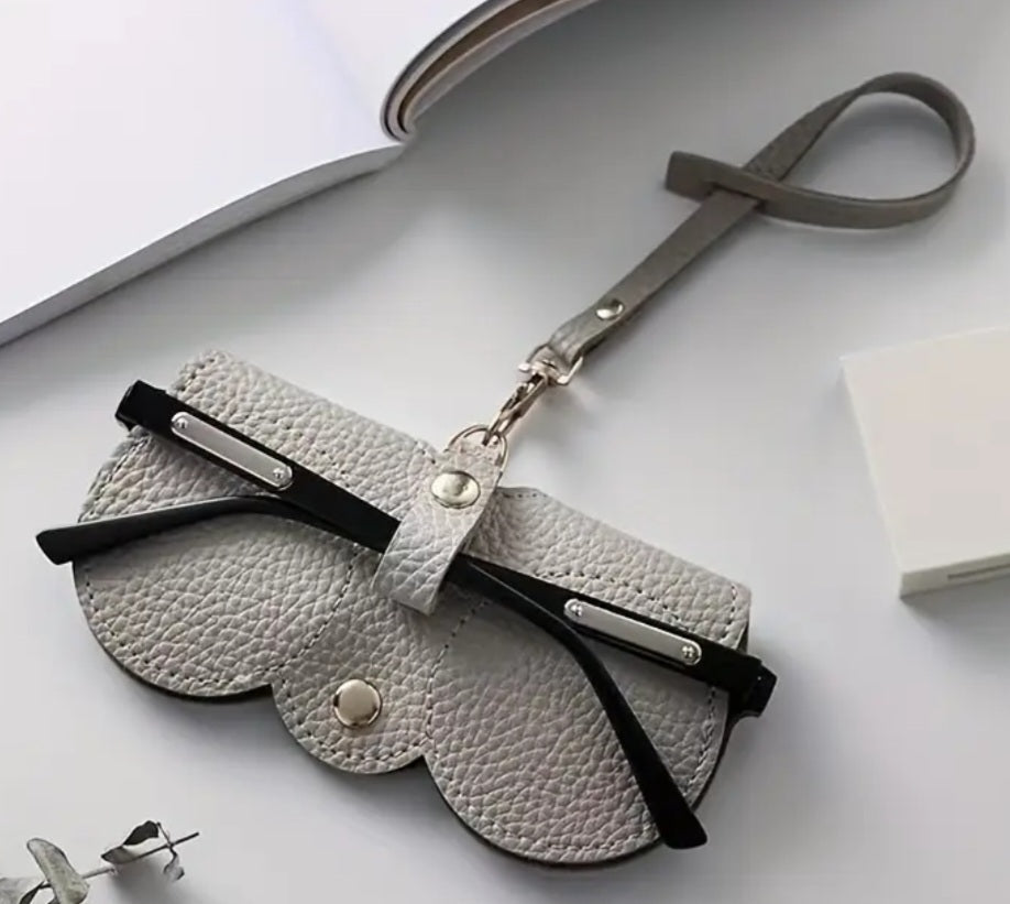 Compact Eye Glasses Sunglasses Dark Grey Lightweight Storage Protectice Case Carrier PU Vegan Leather