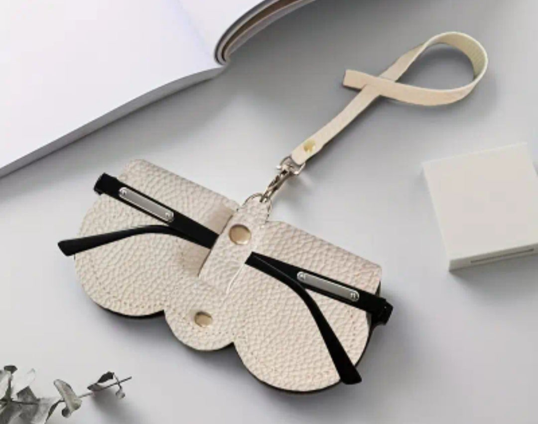 Compact Eye Glasses Sunglasses Stone Cream Lightweight Storage Protectice Case Carrier PU Vegan Leather