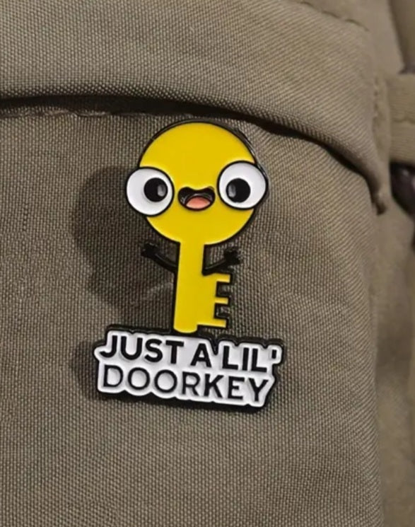 Door Key Just A Lil' Doorkey Cartoon Enamel Steel Pin Brooch Badge