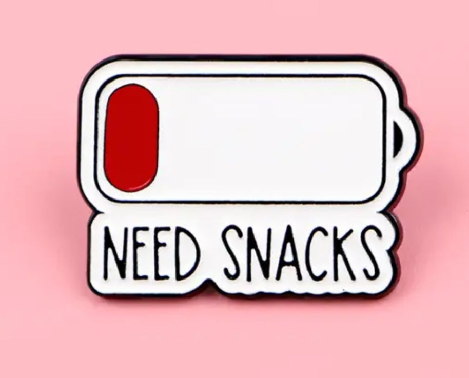 Battery Drained Need Snacks Enamel Steel Pin Brooch Badge