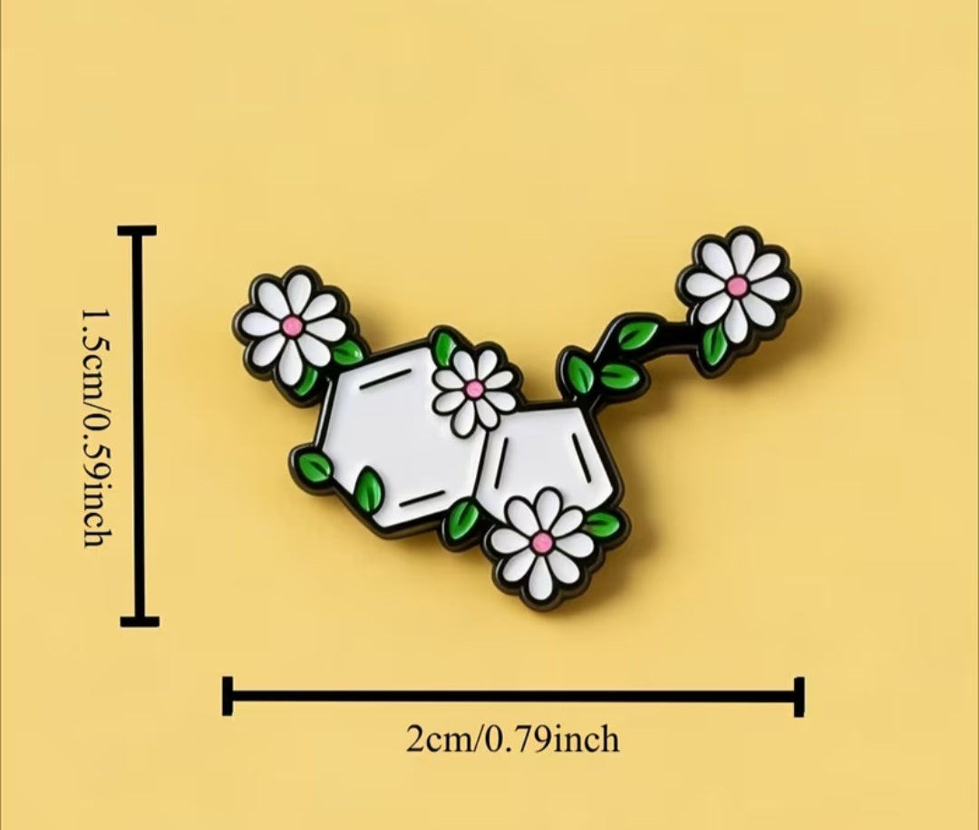 Calm Daisy Feel Good Serotonin Molecule Science Design Enamel Metal Badge Pin