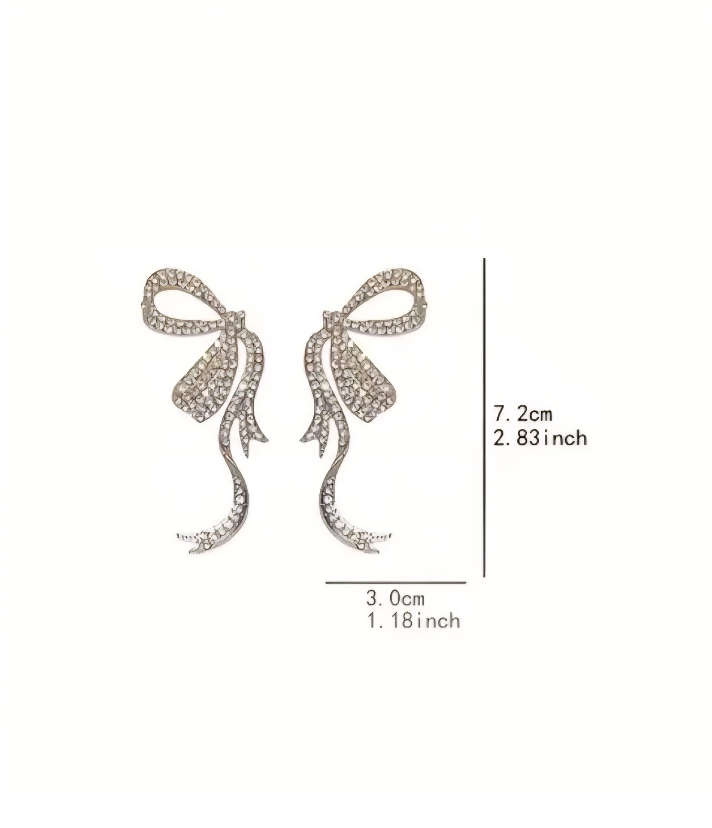 Giant Bling Bow Ribbon Style Rhinestone Inlay Silver Plated Huge Stud Earrings
