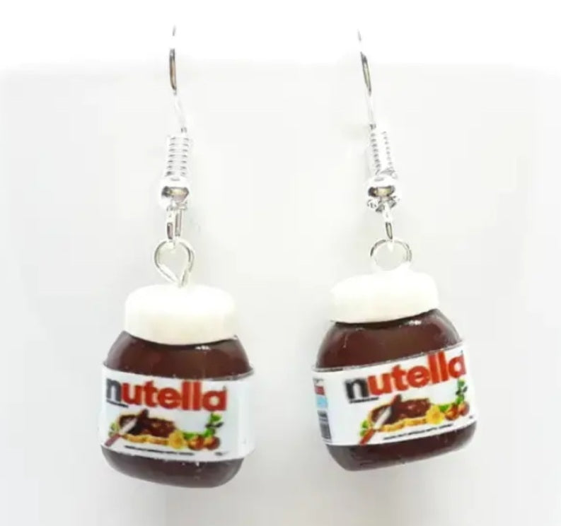 Acrylic Breakfast Hazelnut Spread Nutella Jar Drop Dangle Earrings