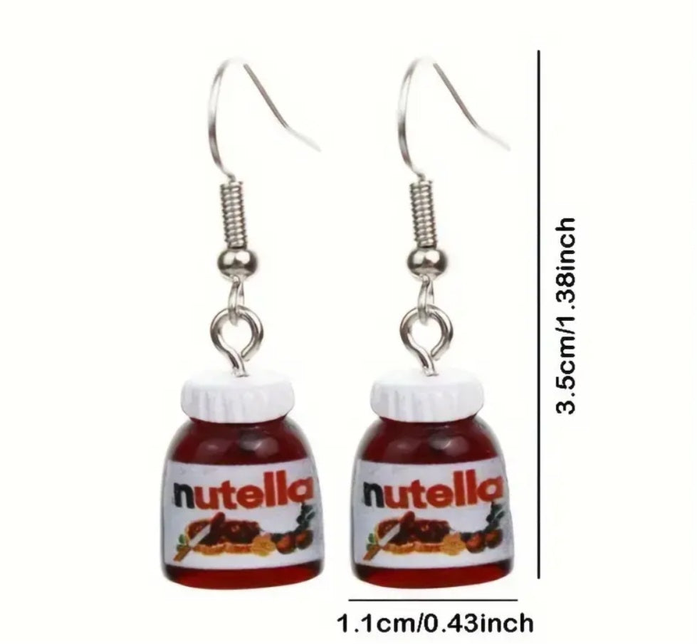 Acrylic Breakfast Hazelnut Spread Nutella Jar Drop Dangle Earrings