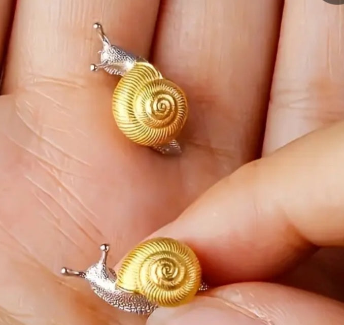 Cute Snail Gold Plated Stainless Steel Small Stud Earrings