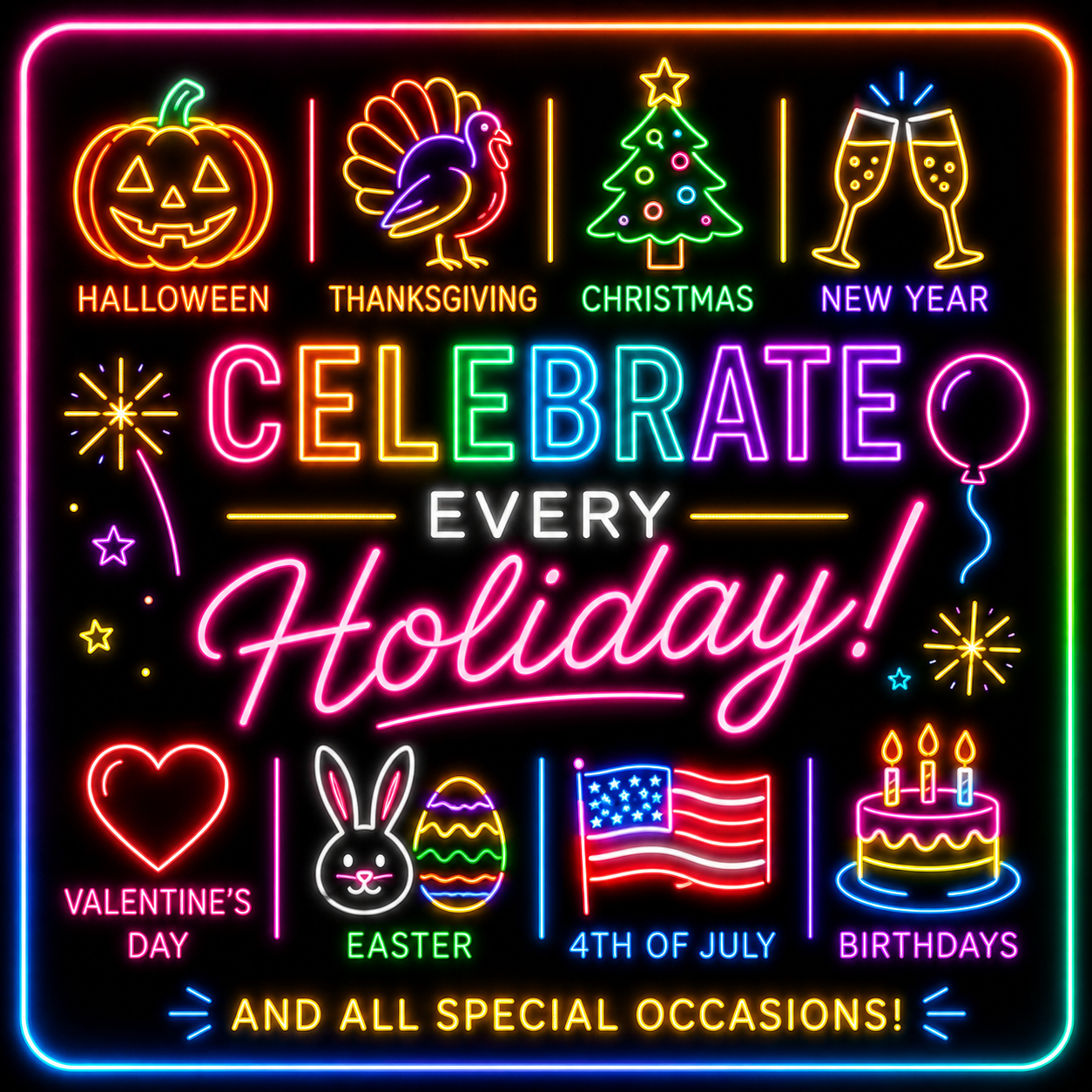 Festive Favourites, Easter Elegance, Halloween Horrors and Holiday Hoots