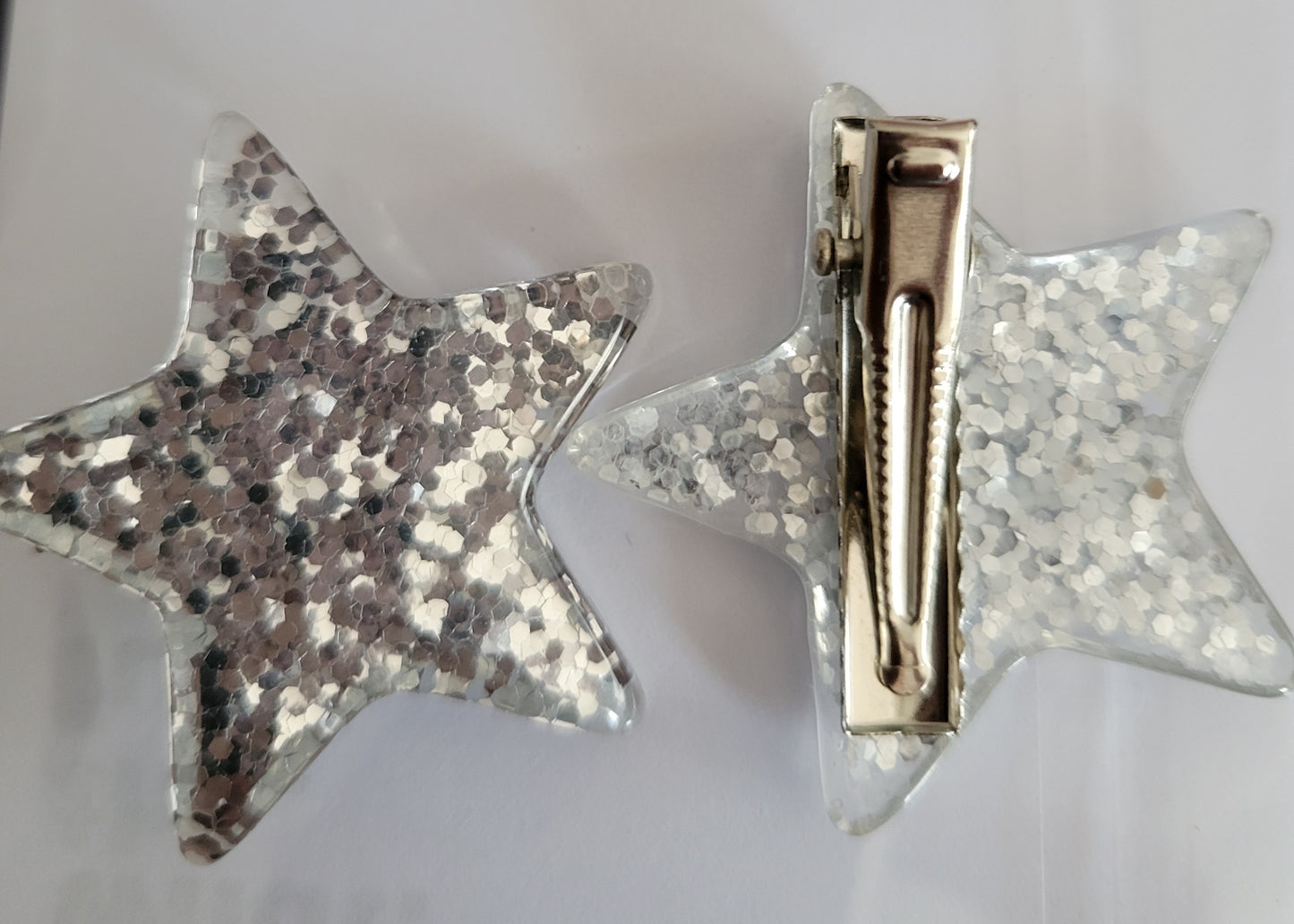 Acrylic Silver Glitter Resin Large Star On Metal Claw Hair Clip