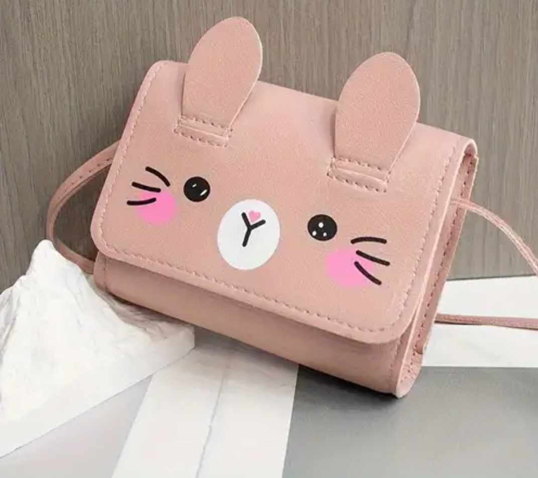 Adorable Kawaii Cute Mini Pink Rabbit Bunny PU Vegan Leather Hand Bag Purse With Strap