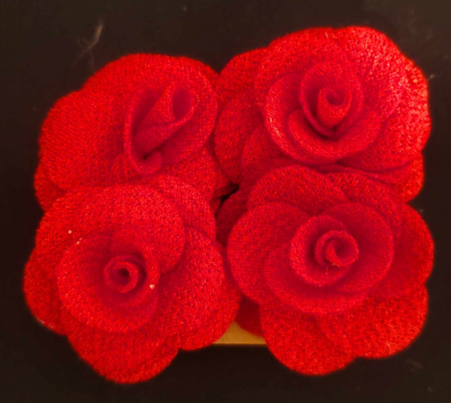 Beautiful Romantic Red Fabric Rose Flower Hair Clips Set Of 4