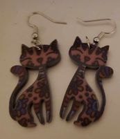 Cute Acrylic  Cheerful Patterned Cat Dangle Earrings