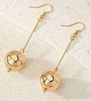 Shiny Bright Bold Large Gold Plated Acrylic Lightweight Ball Drop Earrings