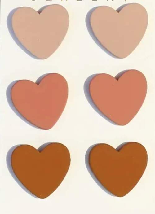 Acrylic Heart Stud Earrings Stone Grey Terracotta Coffee Brown Set Of 3