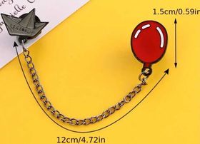 Super Cool Inspired By The Movie "IT" Red Balloon Georgie's Paper Boat Enamel Metal Double Pin Brooch Badge