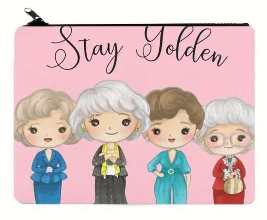 Inspired By The Golden Girls Cartoon Stay Golden Travel Stoarge Bag Small Zip Up Purse