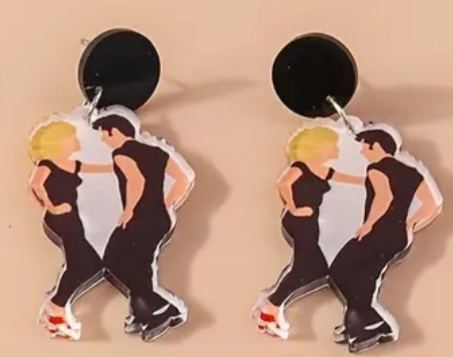 Better Shape Up Grease Inspired Sandy And Danny Cartoon Lightweight Acrylic Dangle Earrings