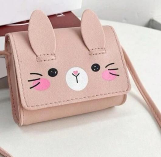 Adorable Kawaii Cute Mini Pink Rabbit Bunny PU Vegan Leather Hand Bag Purse With Strap