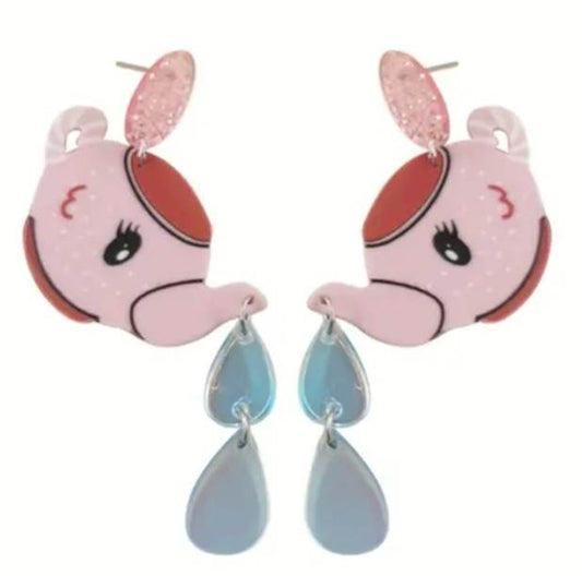 Cartoon Tea Pot Pouring Water Drop Large Acrylic Dangle Stud Drop Earrings