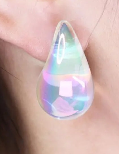 Giant Translucent Tear Water Drop Acrylic Stud Earrings