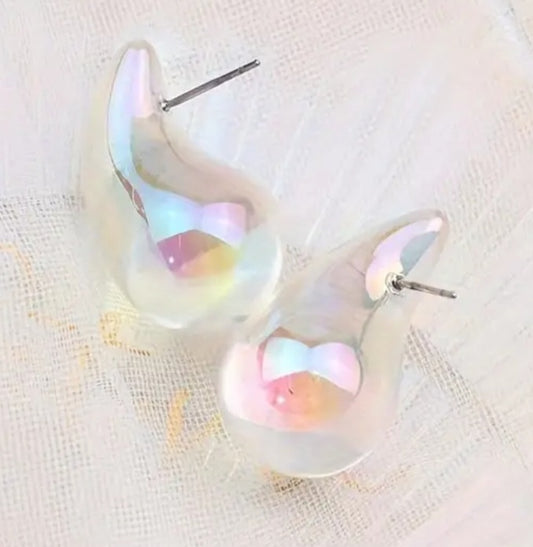 Giant Translucent Tear Water Drop Acrylic Stud Earrings