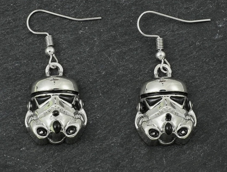 Star Wars Inspired Storm Trooper Helmet Metal Drop Earrings