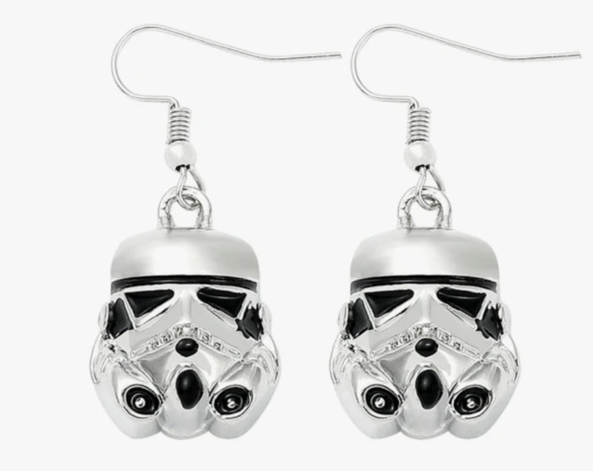 Star Wars Inspired Storm Trooper Helmet Metal Drop Earrings