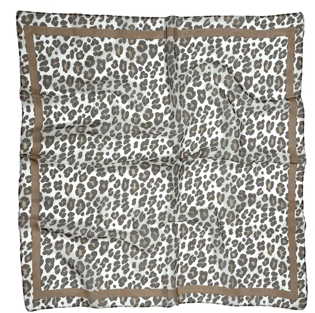 Lightweight Polyester Tan Brown Leopard Print Scarf