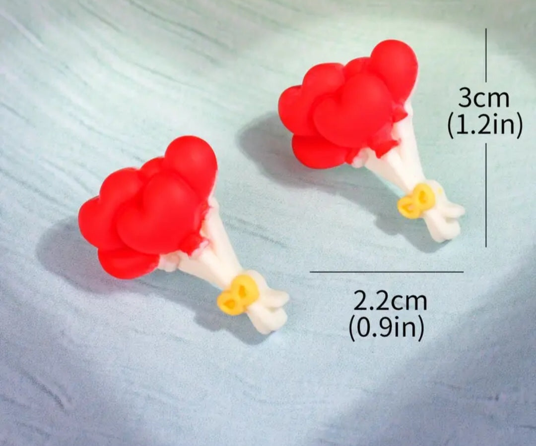 Cartoon Bunch Of Heart Shaped Birthday Gift Red Balloons Acrylic Stud Earrings