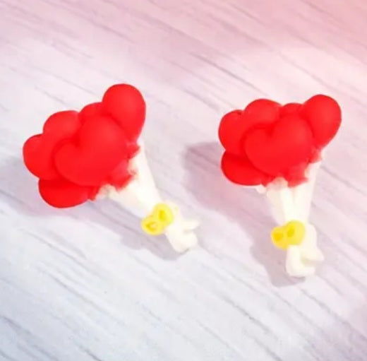 Cartoon Bunch Of Heart Shaped Birthday Gift Red Balloons Acrylic Stud Earrings