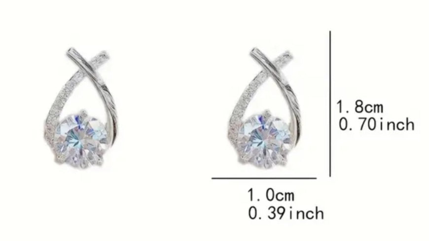 Classy Cross Design Elegant Silver Plated Crystal Rhinestone Stud Earrings