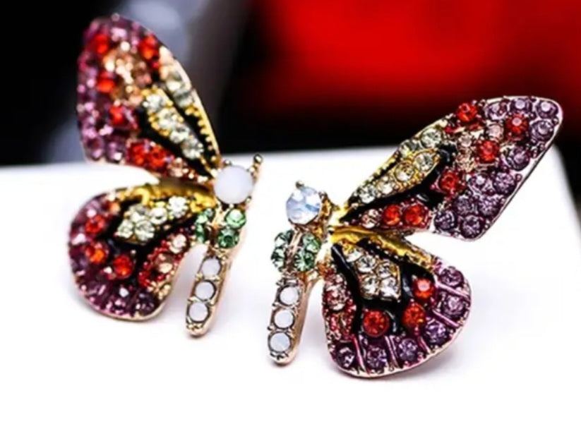 Bling Sparkle Colourful Purple Crystal Rhinestine Large Stud Earrings