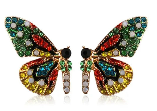 Bling Sparkle Colourful Green Crystal Rhinestine Large Stud Earrings