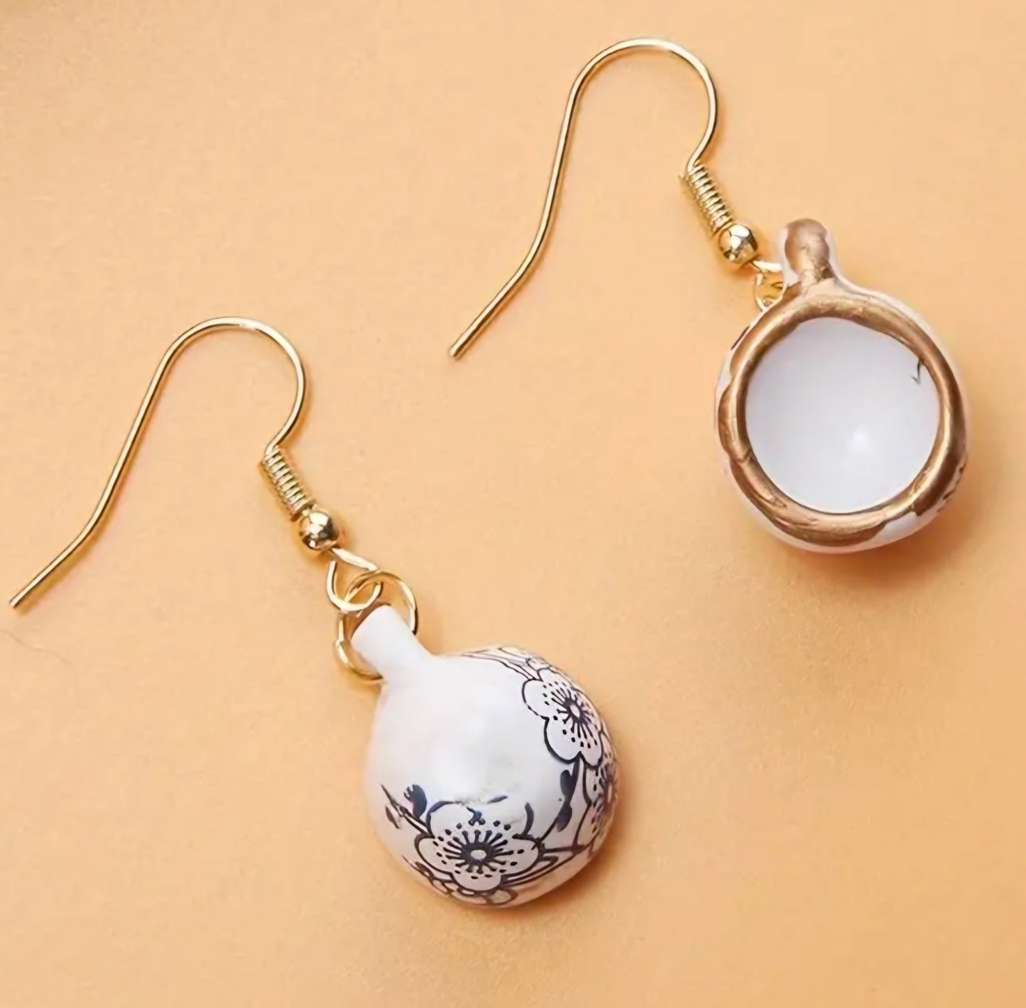 Classic Froral Tea Cup Design Dangle Earrings