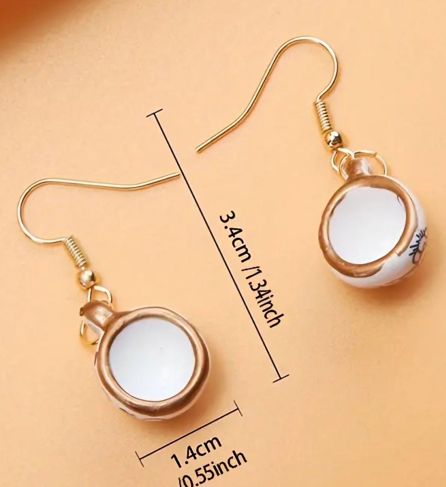 Classic Froral Tea Cup Design Dangle Earrings