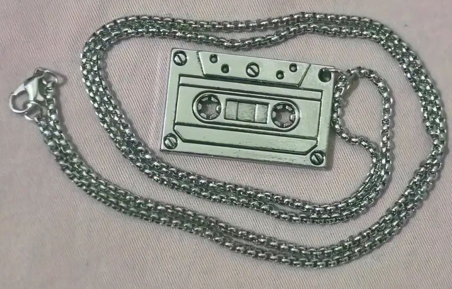 Cassette Tape 80s Retro Design Stainless Steel Necklace Chain And Pendant