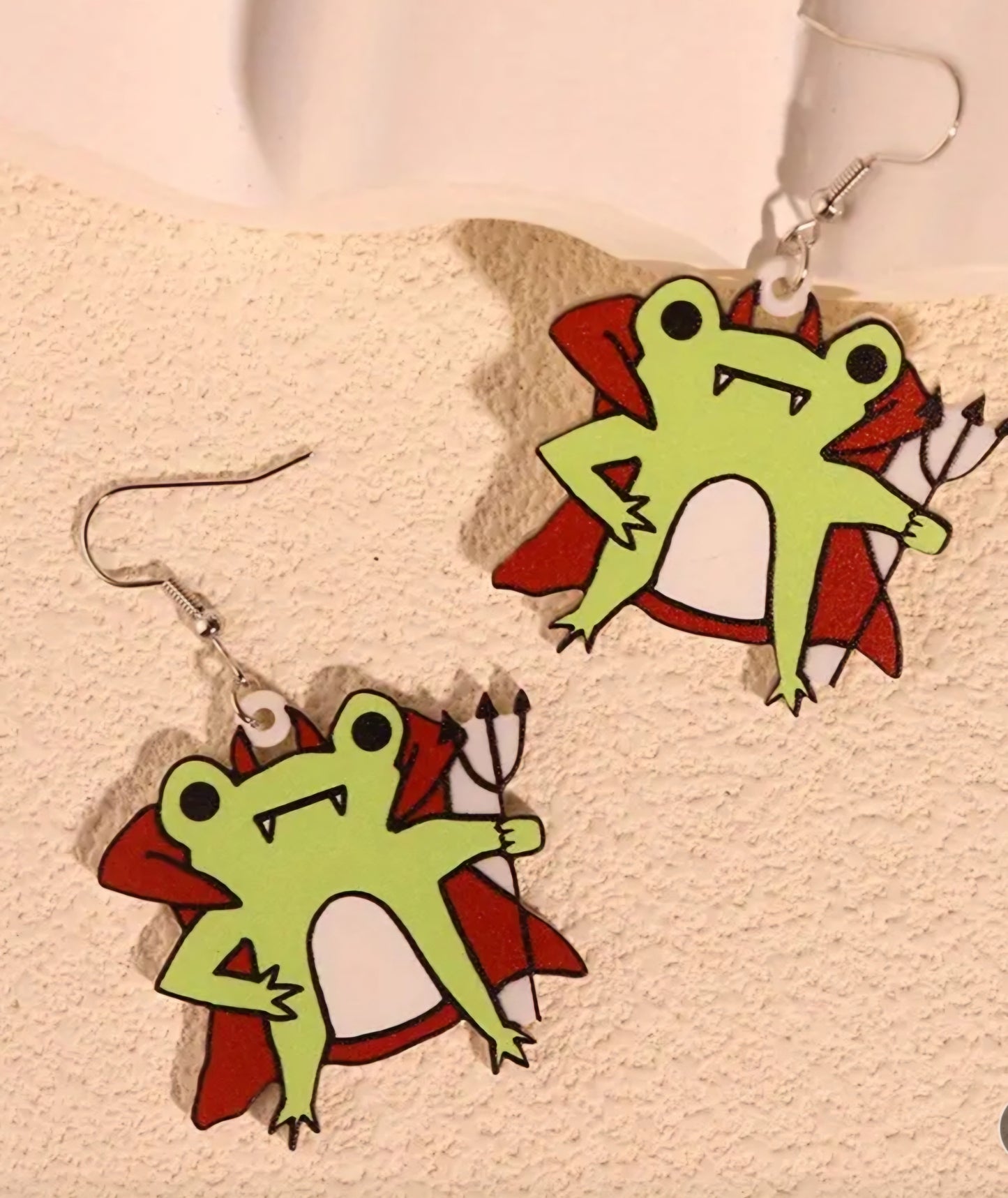 Cartoon Halloween Devil Satan Frog Acrylic Dangle Earrings