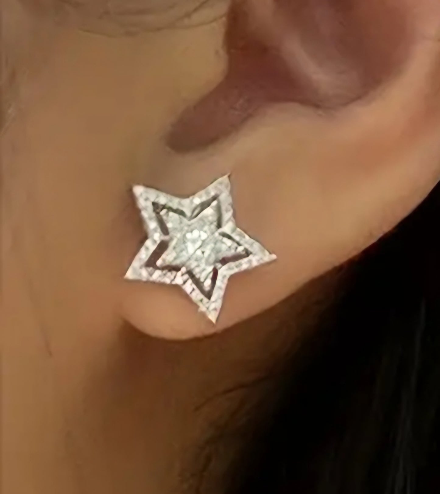 Sparkling Star Silver Plated Rhinestone Stud Earrings