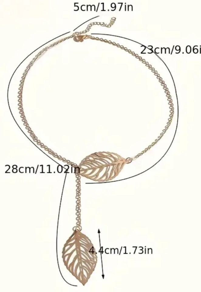 Beautiful Hollow Leaf Leaves Design Gold Plated Thin Chain Necklace