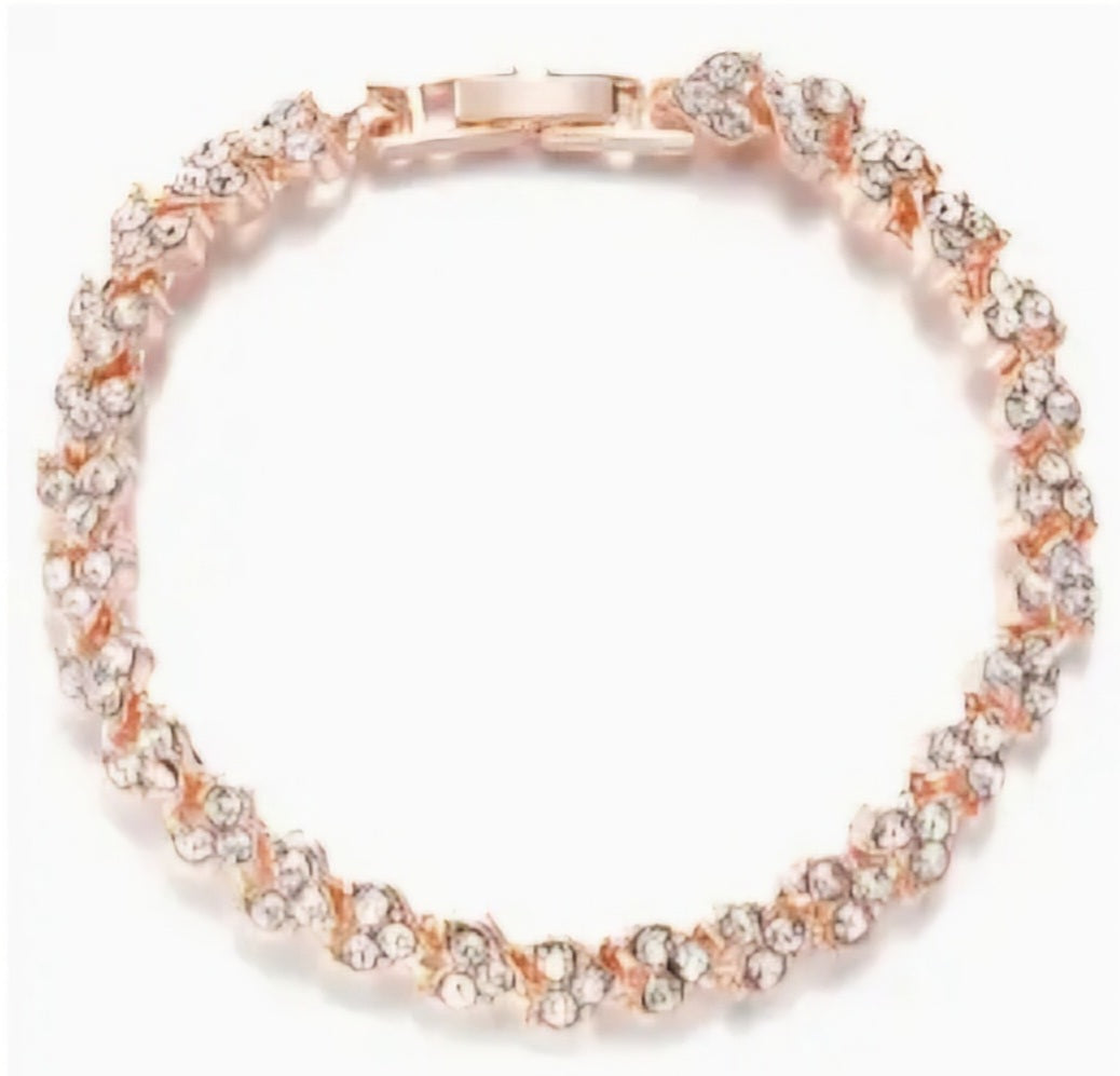 Heart Design Rhinestone Set Rose Gold Plated Bracelet