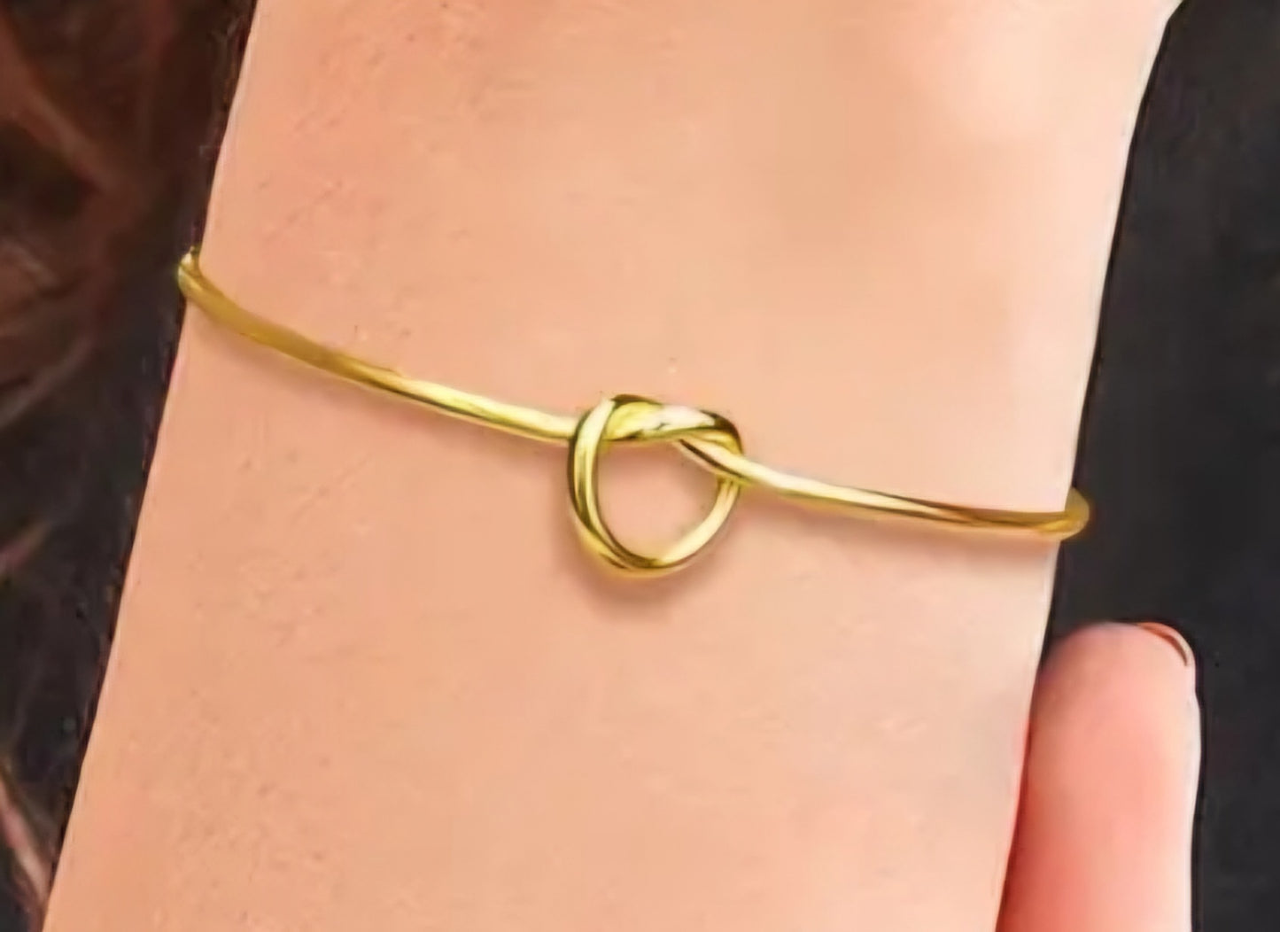 Heart Shaped Knot Design Gold Plated Adjustable Cuff Bangle