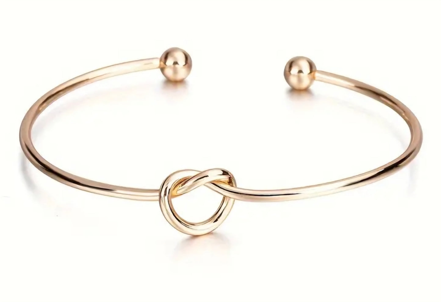 Heart Shaped Knot Design Gold Plated Adjustable Cuff Bangle