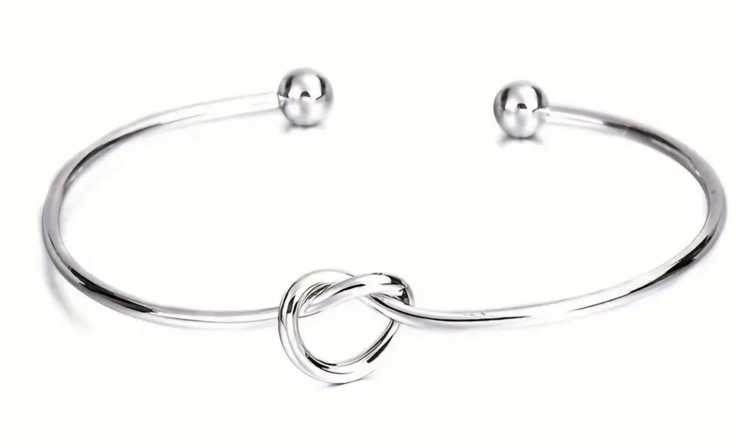 Heart Shaped Knot Design Silver Plated Adjustable Cuff Bangle