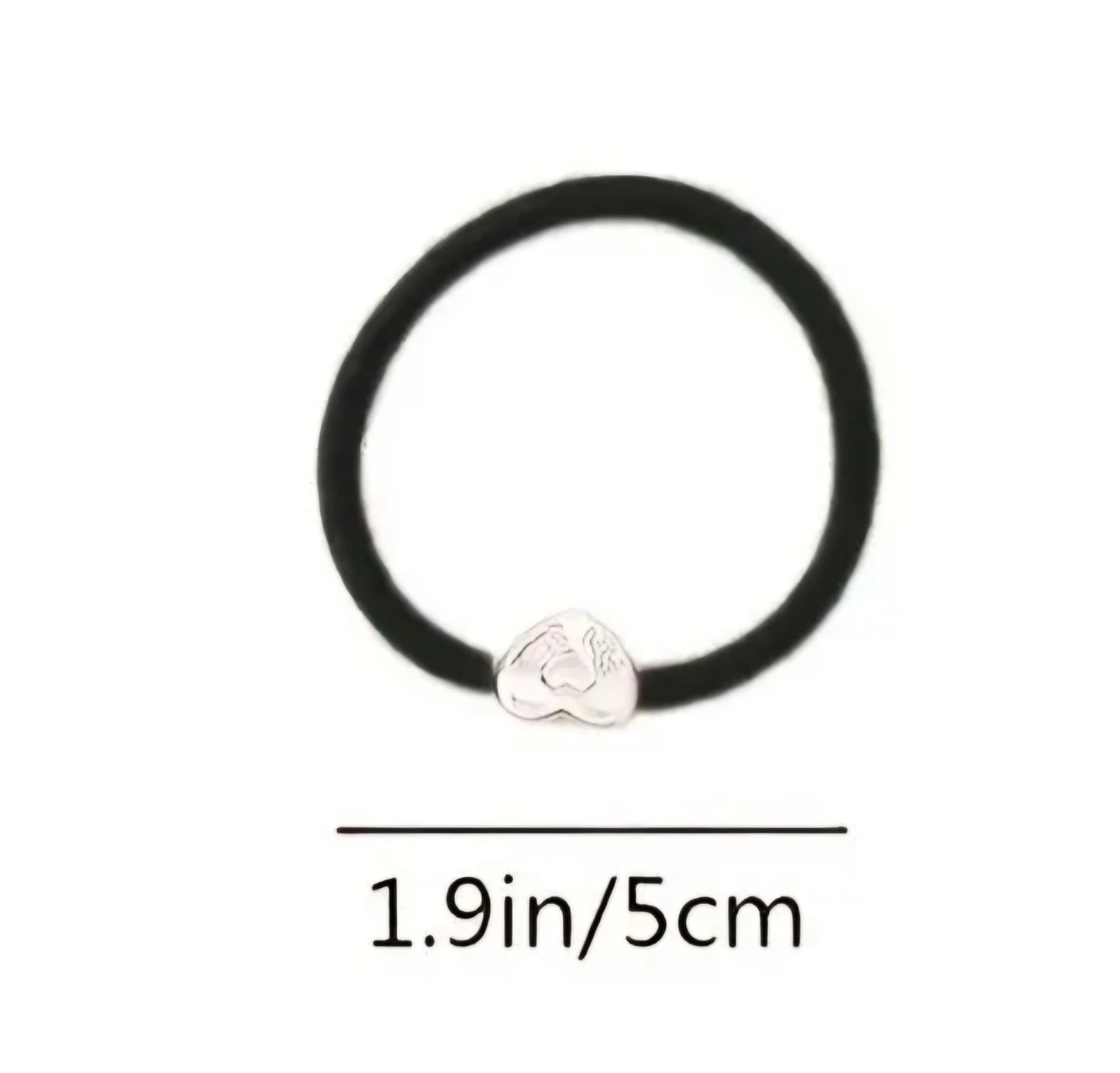 Black Elastic Hair Ties Stretch Bracelet With Metal Charm Random Selection x 10