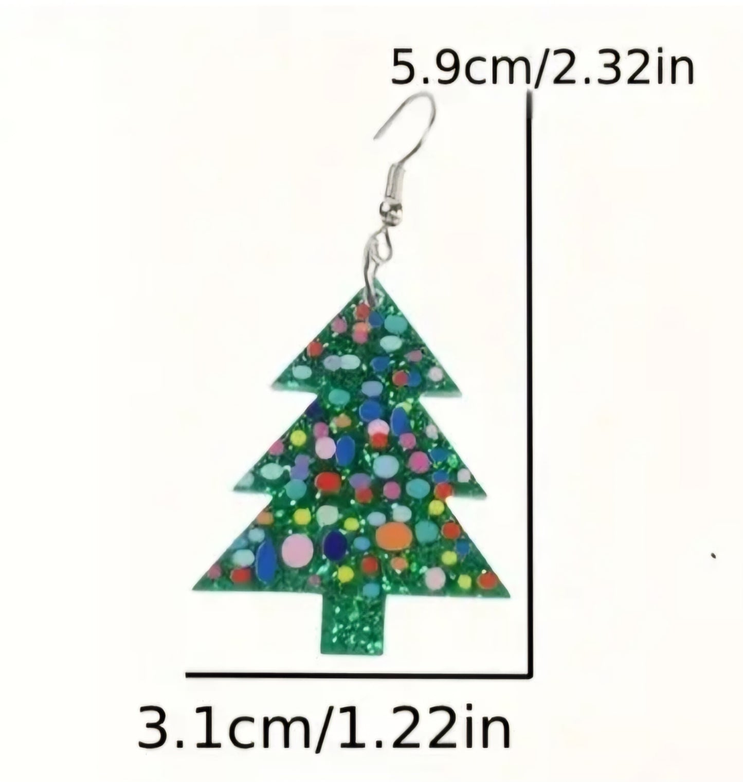 Acrylic Festive Christmas Tree Glitter Sparkle Lightweight Dangle Earrings